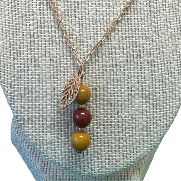 New handmade pendant necklace Mookaite beans 14K gold plated findings. - Picture 8 of 8